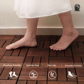 Patio Flooring Outdoor Waterproof - Balcony Flooring 12x12 - Pack of 10 Snap-Together Interlocking Patio Floor Tiles, Waterproof Outdoor Tiles for Pool, Patio Tiles Outdoor Interlocking All Weather