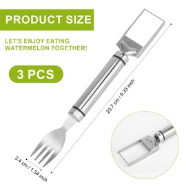 3pcs Watermelon Cutter Slicer, 2 In 1 Dual Head Watermelon Fork Cutter Tool Portable Stainless Steel Fruit Cutter for Camping Kitchen Summer Family Party