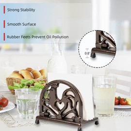 MINLUFUL Vintage Metal Napkin Holder, Heavy Cast Iron Napkin Holder Organizer for Kitchen Restaurant Home Décor, Coffee Gold