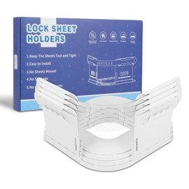 Yowmina Bed Sheet Holder - Bed Sheet Corner Fastener Keep Sheets Firm & Tight, Bed Sheet Clips Fit All Mattress Size Easy One-Time Installation (White)