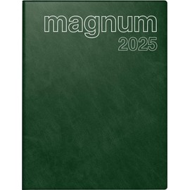 rido/idé Book Calendar Model Magnum (2025), 2 Pages = 1 Week, 183 × 240 mm, 144 Pages, Foam Film Cover Catana, Dark Green
