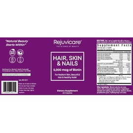 Biotina 5000 Mcg 60 Caps Rejuvicare Cabello Piel Y Uñas Es