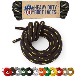 Mercury + Maia Honey Badger Boot Laces, USA Made Indestructible Shoelaces, Round Heavy Duty Bootlaces for Work & Hiking, Black Nat, 54 in (1p)