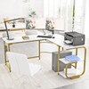 Gezen L Shaped Desk with Storage Shelves, Reversible Corner Computer