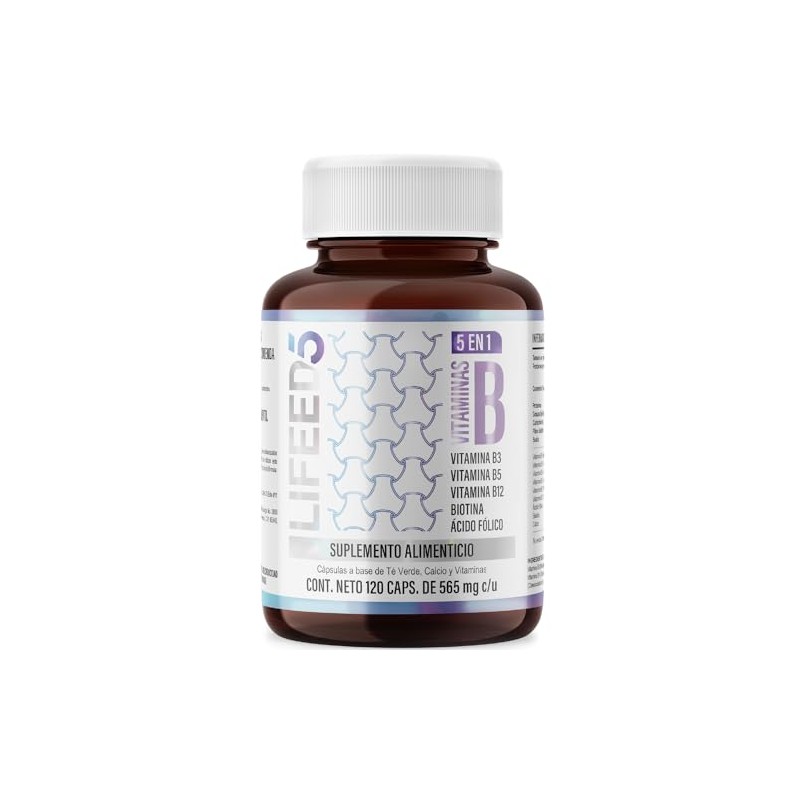 LIFEED5 Complejo B Vitaminas B1, B2, B3, B5, B6, B12
