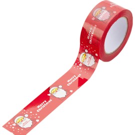 Fgnuay Christmas Packaging Tape – 1.9 inch x 328 ft (100m) Red Holiday Gift Wrapping Tape with Merry Christmas Print, Santa & Snowflakes Design for Shipping, Crafts, DIY, Decorations