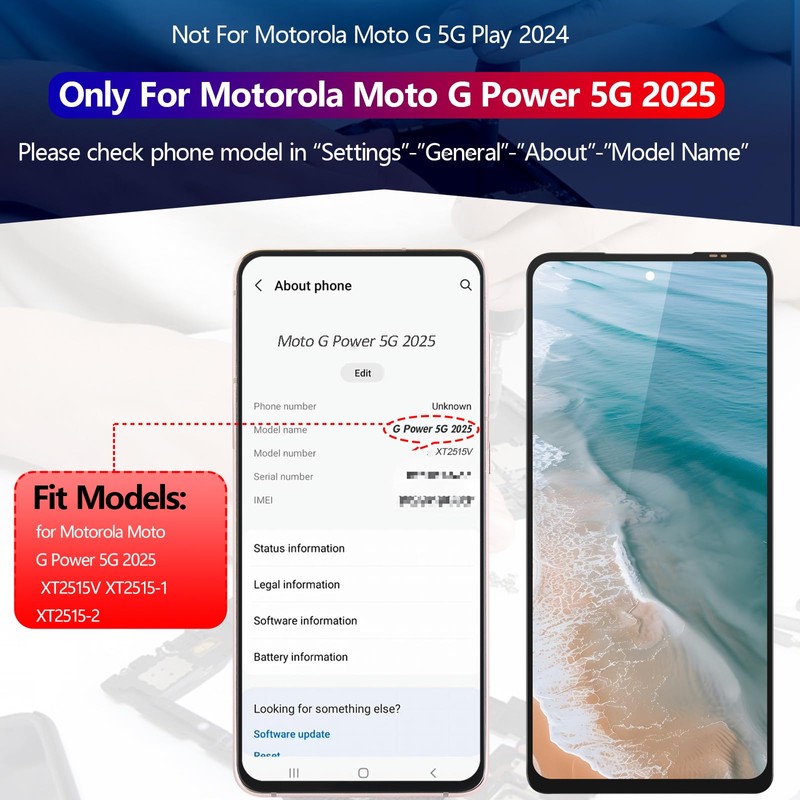 YWLRONG for Motorola Moto G Power 5G 2025 Screen Replacement