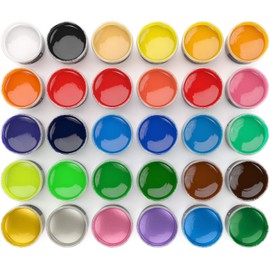 ARTEZA Finger Paints for Toddlers, Nontoxic, Set of 30 Colors, 1 fl oz Containers, Washable, Kids Art Set, for Paper, Canvas & DIY Projects