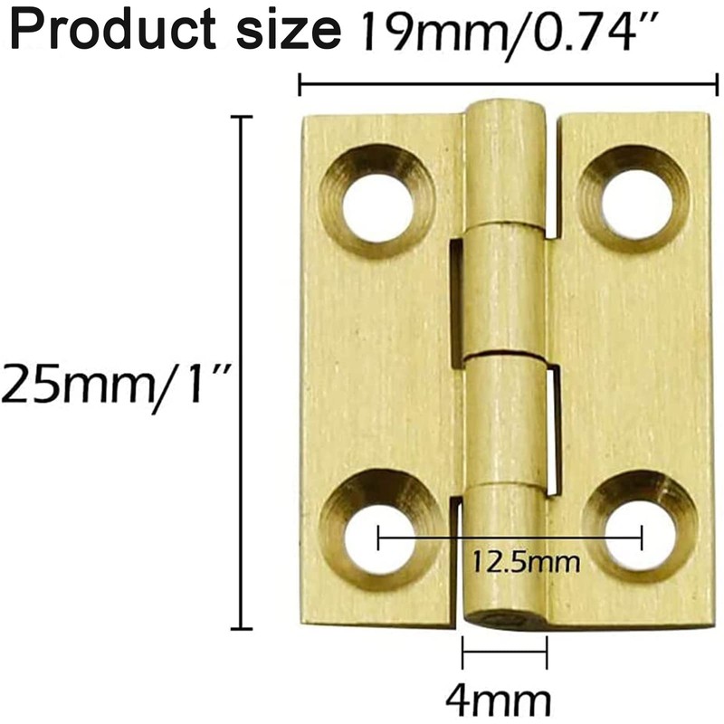 8PCS Mini Solid Brass Hinges Cabinet Drawer Butt Hinges for