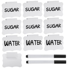 Basket Labels Clip On,10 Pieces Basket Labels Clip Set, Kitchen Clip Label Holder Removable PVC Bin with 2 Pieces Chalk Marker for Basket Pantry Organization Box (10pcs White)