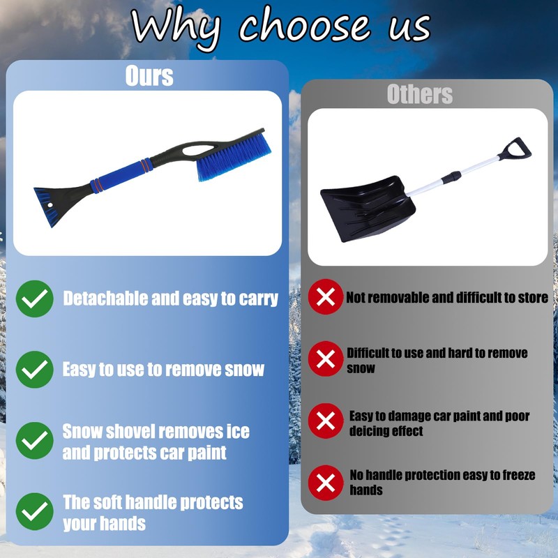 DONGSZQ Ice Scraper Car with Broom 2-in-1 Snow Brush Car,