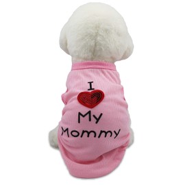 I Love My Mom Mommy Dad Daddy Dog T-Shirts for Small Puppy Dogs