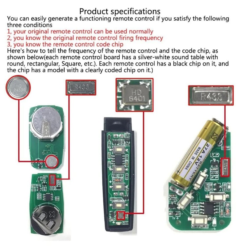 Wireless Cloning Remote Control, Replacement Garage Door Electric Gate, Duplicates