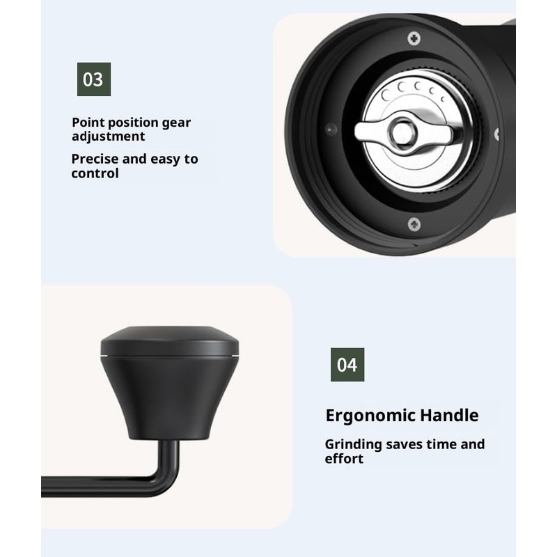 Manual Coffee Grinder – Stainless/Ceramic Burr 25 g, 8-Level Hand