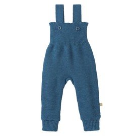 Ecoable Baby Merino Wool Pants, Organic Knit Overalls with Shoulder Straps | Warm Ribbed Trousers for Boys and Girls, Soft Winter Clothing (EU 74-80, Dove Blue)