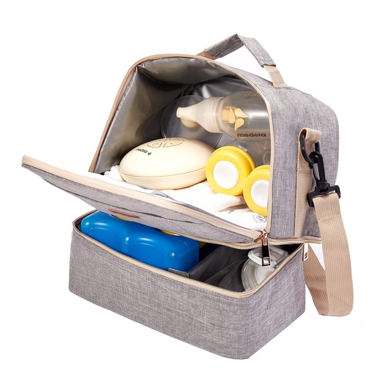 Breast Pump Bag Cooler Compartment Moistureproof Bag Double Layer for