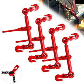 SENKEYFE Ratchet Chain Binders 1/4'' - 5/16‘’ | 1/4 Inch Load Binder with 1/4 Inch Grab Hooks | Tie Downs for 1/4 Transport Chain | 2600 Lbs Working Load Limit- Heavy Duty Ratchet Binders（4 Pack）