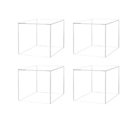 4 Pack 10 Inch Clear Acrylic Display Box Versatile No Lid Square Plexiglass Retail Product Storage Bin or Merchandise Riser with One Open Side No Assembly by Marketing Holders