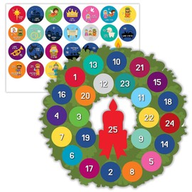 Daily Bible Verse Advent Calendar, Countdown to Christmas 2024 Sticker Wreath for Families, 14 Inches