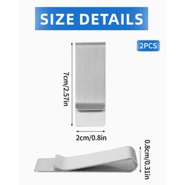 AORHOFJ Pack of 2 Banknote Holder, Stainless Steel Banknote Holder, Silver, Portable Metal Banknote Holder for Cash, Banknotes, Cards, Documents, Business Cards, Credit Cards