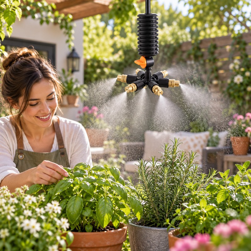 7-Way Garden Misting Nozzle Kit – 7 Brass Sprayers with