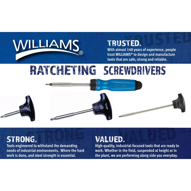 Williams JHWWRS-1 Magnetic Multi-bit Ratcheting Screwdriver, 9-Inch