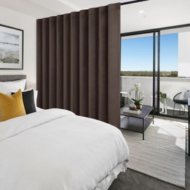 Hiasan Room Divider Curtains Patio Sliding Door Blackout Curtain Privacy Room Thermal Insulated Noise Reduction Panel with Back Tab & Rod Pocket for Bedroom Partition(80 x 84 Inches, Brown)