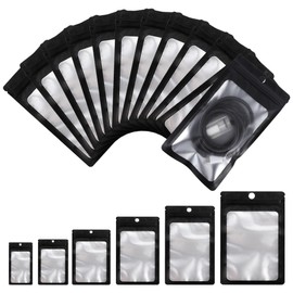 EIOFG Packaging 100PCS Small Sampale Bags(4.3 * 7.1inch), Smell Proof Resealable Bags with Clear Window, Party Favor Bag Great for Candy, Packing Bag (Black)
