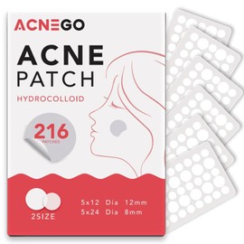 AcneGo - 216 Recuentos De Parches De Espinillas Para La Cara, Parches De Acné Hidrocoloide Parches De Zit Para El Tratamiento De Manchas De Acné