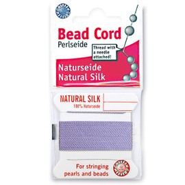 Griffin Silk Bead Cord Perlseide – Lilac Color – Size 14 (1.02mm) – 2 Meters per Card – Stainless Steel Needle Attached – for Knotting Pearls, Gemstones, Crystals and Beads