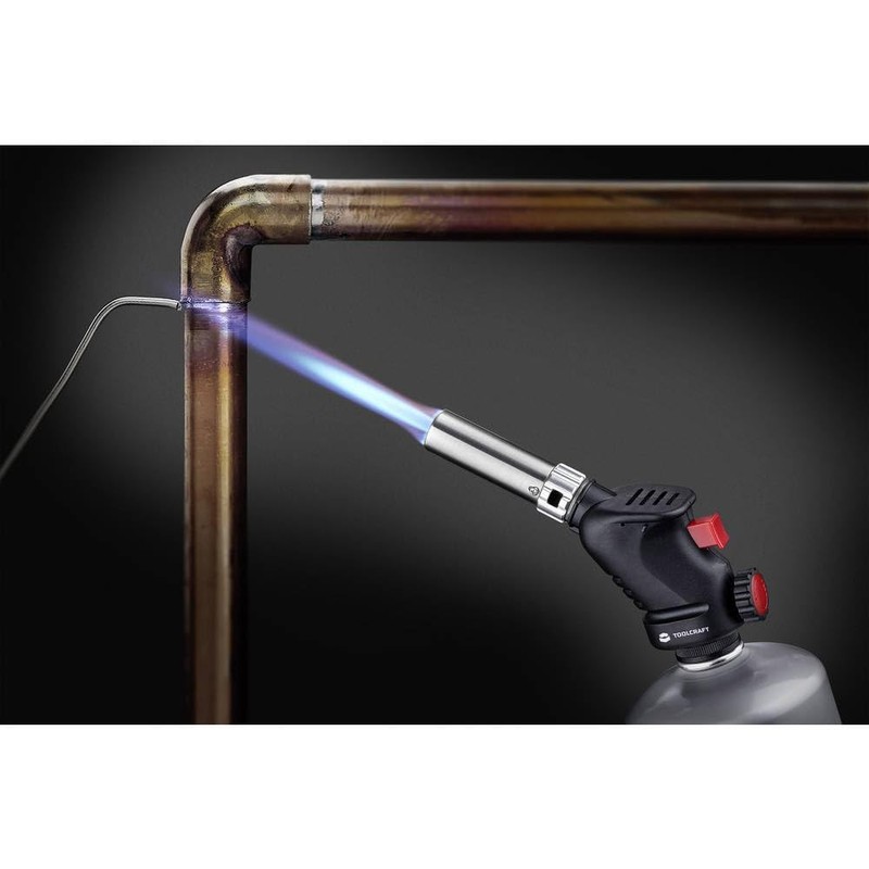TOOLCRAFT Blowtorch with Piezo Ignition, Gas Burner, 1500 °C Temperature,