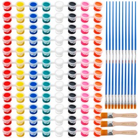 Gabotrie 20 Pack Mini Acrylic Paint Sets,8 Colors Filled Paints with 23 Brushes,Acrylic Paint Strips for Art Craft Painting,Washable Paints Set for Home Birthday Party DIY Favors