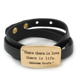 Avalaya Gandhi Quote Wrap Black Leather Bracelet/Gold Tone/Adjustable/One size fits all