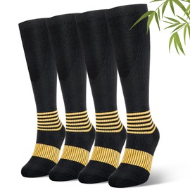 Bbfrey Bamboo Viscose Compression Socks for Women&Men(2/4 Pairs),Soft&Moisture Wicking,Knee High Support for Travel,Pregnancy,Walking,15-20 mmHg
