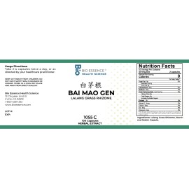 Bio Essence Health Science 1055C Bai Mao Gen, Imperata (Raw), 100 Capsules/bottl