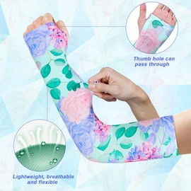 MERTURN 4 Pairs Cooling Arm Sleeves for Women Anti-Slip Gardening Sleeves with Thumb Hole for Women Men Sports Fishing Running