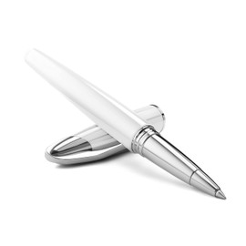 Colibri Equinox Rollerball Pen - White Lacquer and Chrome Accents - Elegant Rollerball Pen - Spring Clip - Comes in a Beautiful Gift Box - Gift for Men and Women