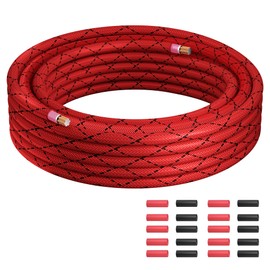 8 Gauge Wire 20 FT, Primary Automotive Power or Ground Wire, Battery Cable, Nylon Braided Jacket, Copper Clad Aluminum, Car Audio Amplifier RV Trailer Electrical Wire, with 10 Heat Shrink Tubing, Red