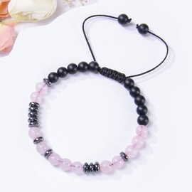 Bonus Mom Bracelets Gifts from Daughter Son Hematite Crystal Beaded I Love You Morse Code Bracelets for Stepmom Mothers Day Gifts for Step Mom Birthday Gifts for Stepmother