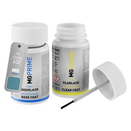 MG PRIME Autolack Lackstift Set für Citroen 632 Noir Mica Metallic/Graphito Grau Metallic Basislack Klarlack je 50ml