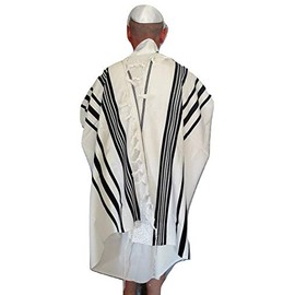 Kosher Tallit Talit Prayer Shawl 100% Wool 43x63"/110x160cm.black Stripes N-45