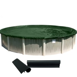 Buffalo Blizzard Supreme Plus Winter Cover for 28-Foot Round Above-Ground Swimming Pools | Green/Black Reversible | 4-Foot Additional Material | Wind Guard Clips Included