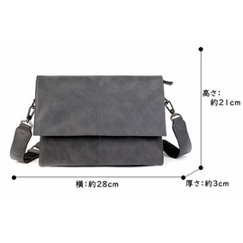 Zazaland Men's Shoulder Bag, Cross-body Leather, 2-Way Shoulder Bag, Clutch, Everyday Use, Commuting to Work, gray, S