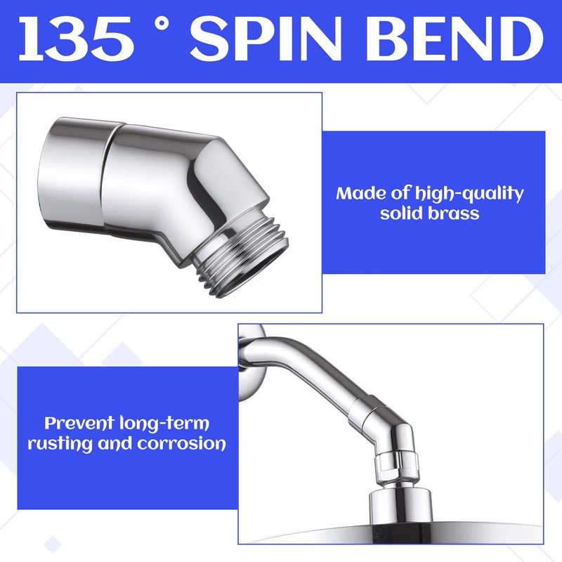 Shower Head Adapter, 1 Pcs 135 Degree Shower Elbow Adapter,
