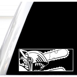 Chainsaw Hybrid Peeker Decal, H 3 by L 7 Inches, Chainsaw Devil Sticker, Denji Anime Bumper Sticker, Kon Sticker, Fox Devil Summoning Hand Symbol Decal (White)