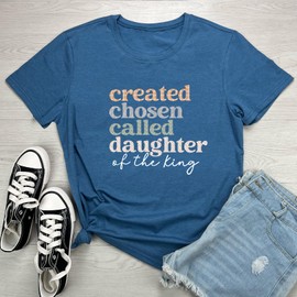 LOOKFACE Women Crewneck Casual Soft Tees Cute Graphic T Shirts Heather Indigo XX-Large