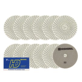 HIGHDRIL Wet Diamond Polishing Wheel 12 Pieces 125 mm #50 Diamond Sanding Pad for Granite, Marble, Ceramic, Artificial Stone Sanding Block Used on Grinder or Polisher