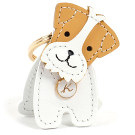 Kitamura NH0865 Women's Jack Russell Terrier Key Chain, Stand and Move Face, White/Camel, 90611 One Size