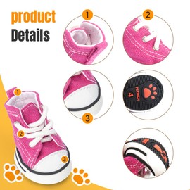 Pet Sports Dog Shoes, Puppy Canvas Sports Shoes, Non Slip Casual Shoes, Outdoor Adventure Non Slip Boots, and Sports hot Road Protection Dog and cat paw Protective Covers, 4PCS (Pink, 6#)
