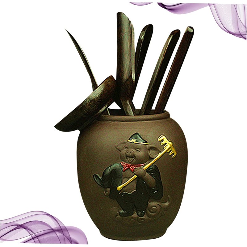 COLLBATH 6pc Ebony Wood Chinese Kung Fu Tea Set Tea